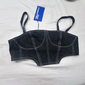 Karl Lagerfeld Black Denim Crop Top